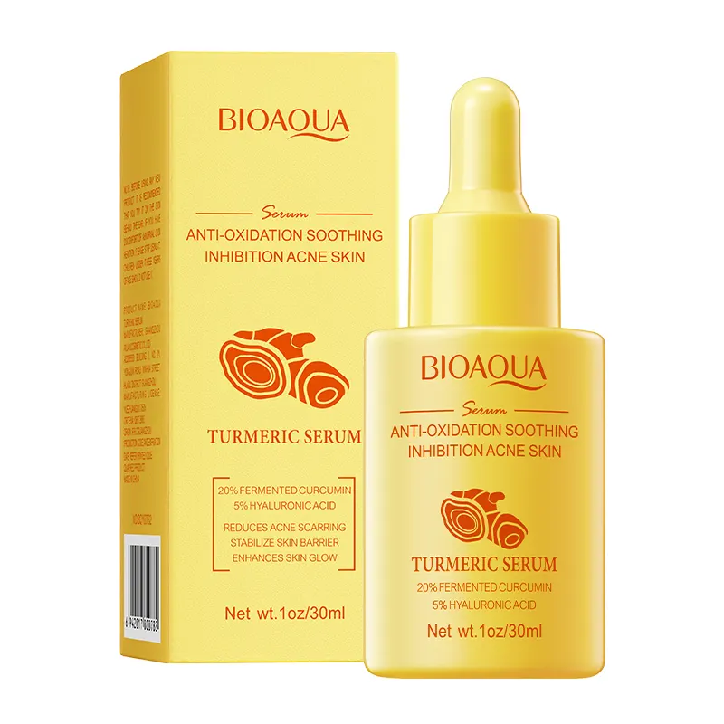 BIOAQUA Turmeric Facial Serum Anti-Oxidation Soothing Acne Skin Hyaluronic Acid Control Oil Moisturizing Face Skin 30ml / 1fl.oz